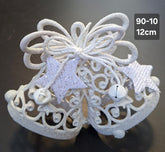 Decorațiune clopoței albi cu sclipici și stele - 12cm set 10 bucati